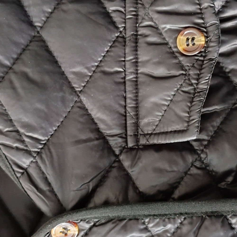 Coat XL Quilted Black Lightweight Jacket Pocket Detail Button Up V Neck - Picture 3 of 3
